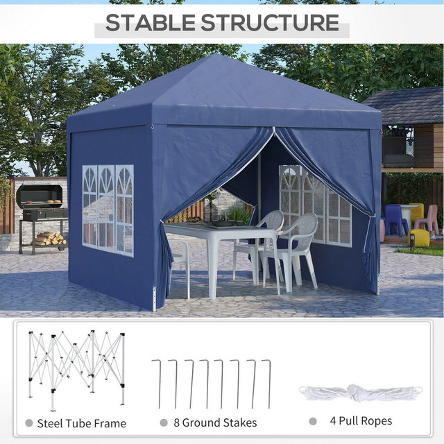 Outsunny 3mx3m Pop Up Gazebo Party Tent Canopy Marquee With Storage Bag