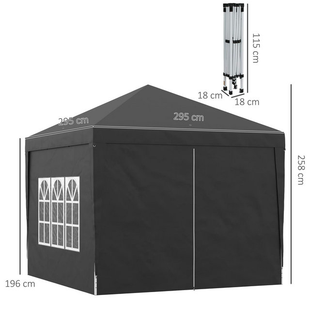 Outsunny 3mx3m Pop Up Gazebo Party Tent Canopy Marquee With Storage Bag