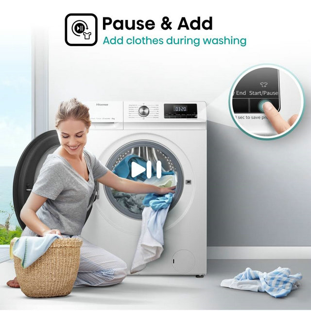 Hisense WFQA8014EVJM 8 kg 1400 RPM Washing Machine - White