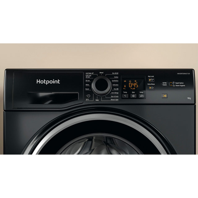 Hotpoint 9kg 1400 Spin Washing Machine NSWM945CBSUKN - Black