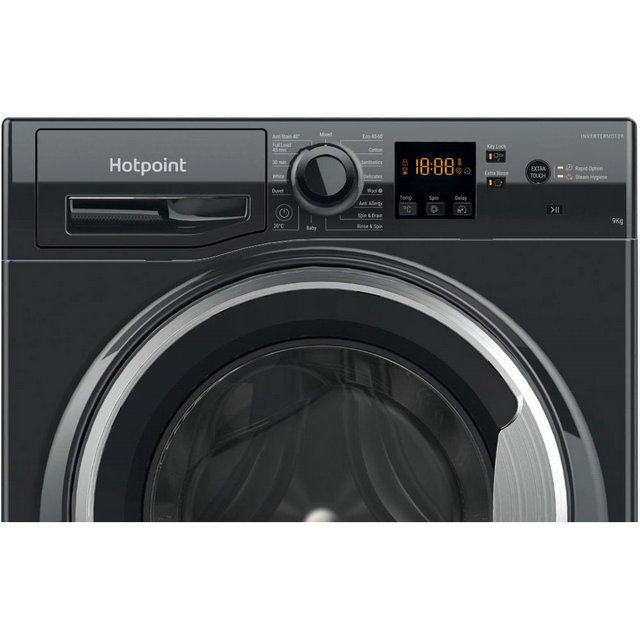 Hotpoint 9kg 1400 Spin Washing Machine NSWM945CBSUKN - Black