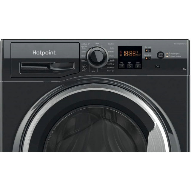 Hotpoint NSWM845CBSUKN 8kg Washing Machine 1400 RPM Black