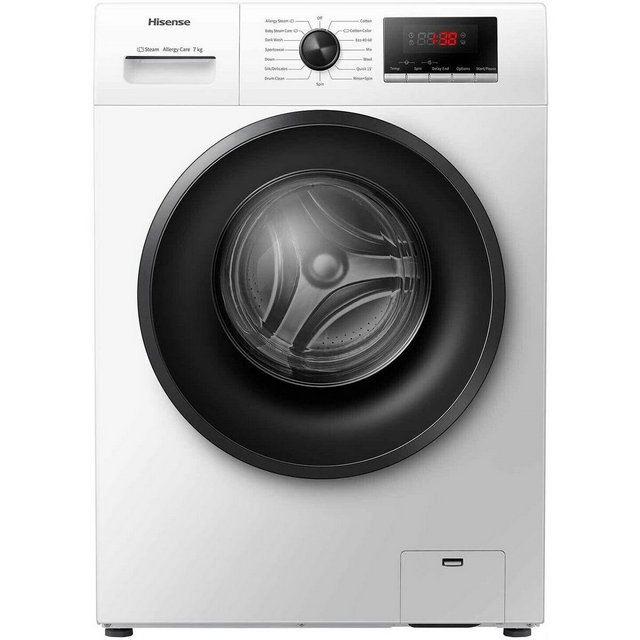 Hisense WFVB7012EM 1 Series Washing Machine - 7kg - 1200 Spin - White - Freestanding