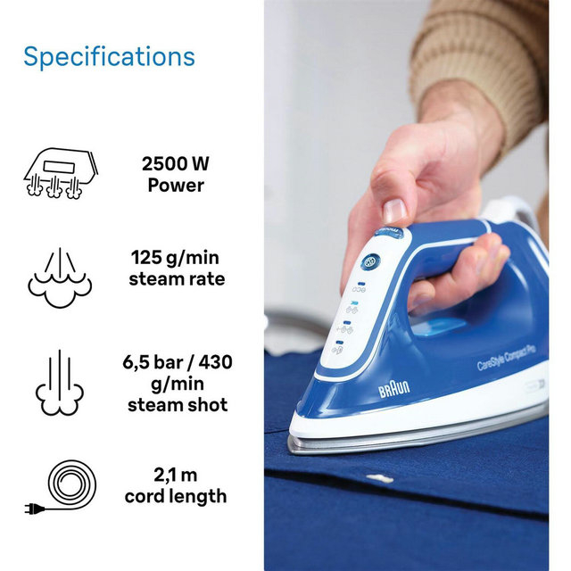 Braun IS2565BL CareStyle Compact Pro Steam Generator Iron - Blue