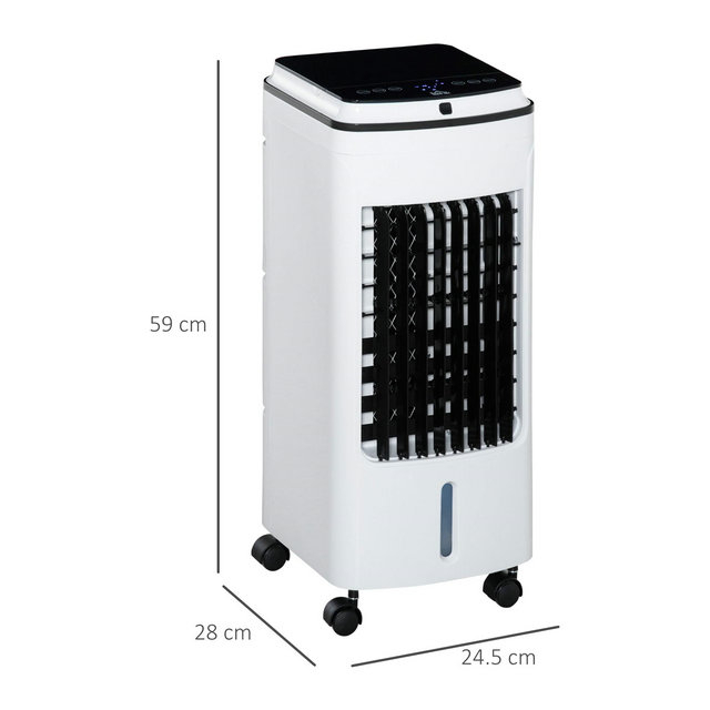 HOMCOM 3-in-1 Portable Air Cooler With 4L Water Tank 7.5h Timer, Remote White