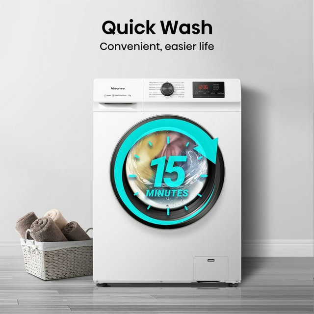 Hisense WFVB7012EM 1 Series Washing Machine - 7kg - 1200 Spin - White - Freestanding