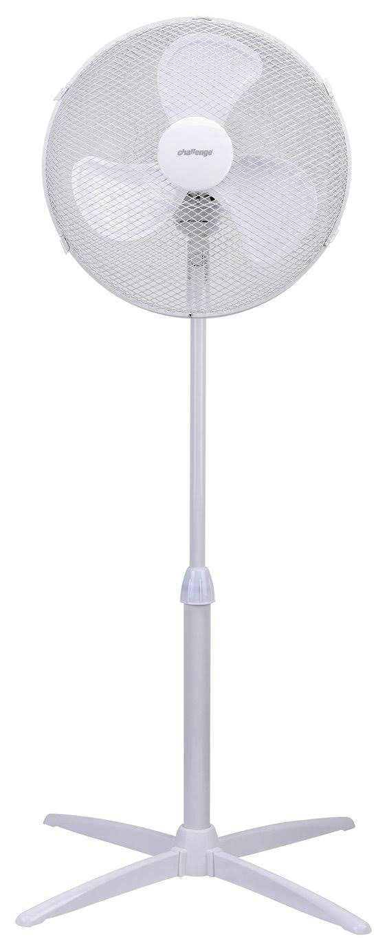 Challenge 16 Inch 3 Speed Oscillating Pedestal Floor Fan White