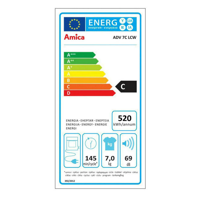 Amica ADV7CLCW 7kg Vented Tumble Dryer