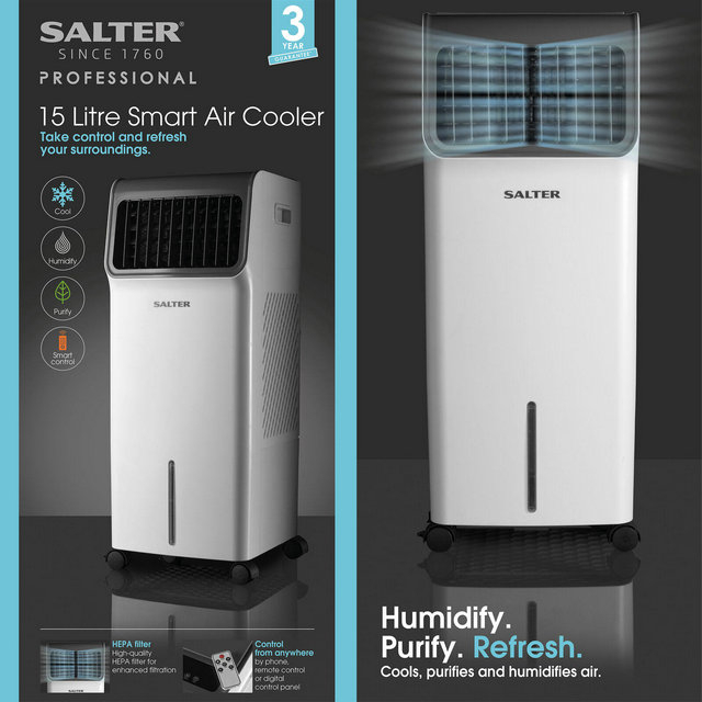 Salter Professional Air Cooler 15 Litre CoolHumidifyPurify Air Digital Panel