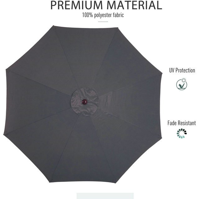 Outsunny Half Round Parasol Garden Umbrella Metal