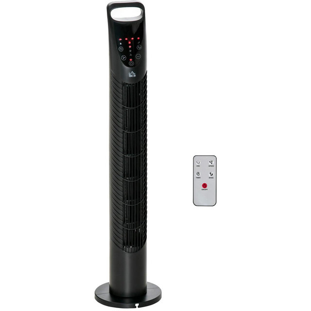 HOMCOM 78.5cm Oscillation Tower Fan With Remote Control 40W 3-speed Wind Black