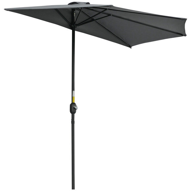 Outsunny Half Round Parasol Garden Umbrella Metal