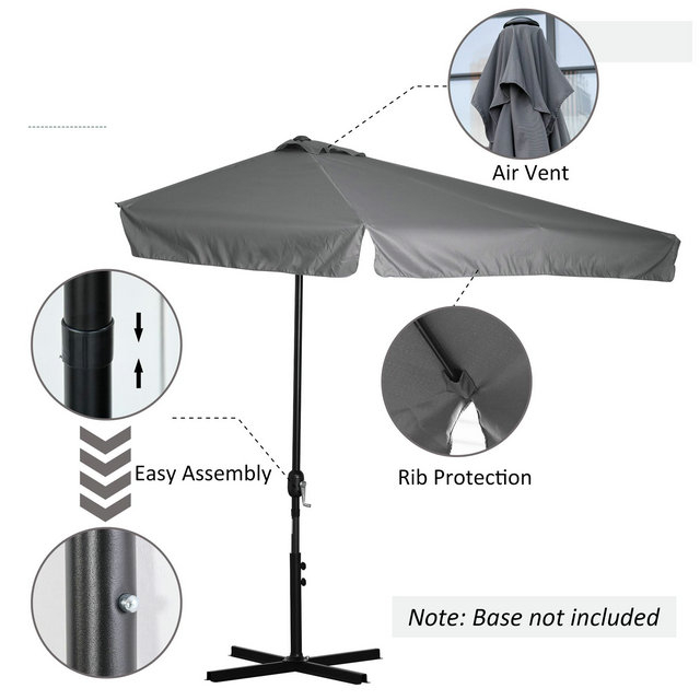 Outsunny Half Round Parasol Garden Umbrella Metal