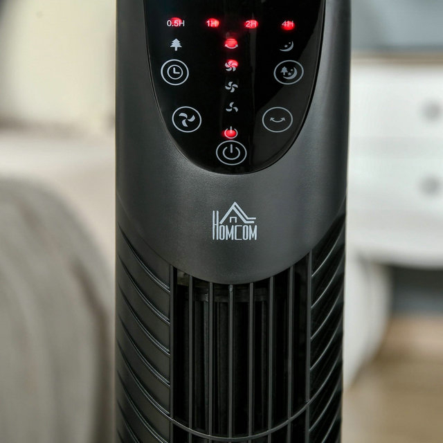 HOMCOM 78.5cm Oscillation Tower Fan With Remote Control 40W 3-speed Wind Black