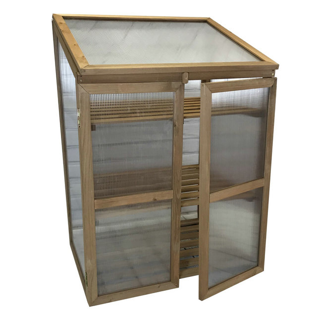 Wooden Polycarbonate Growhouse Cold Frame Mini Greenhouse