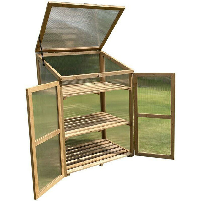 Wooden Polycarbonate Growhouse Cold Frame Mini Greenhouse