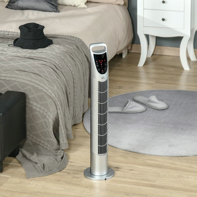 HOMCOM 78.5cm Oscillation Tower Fan With Remote Control 40W 3-speed Wind Black