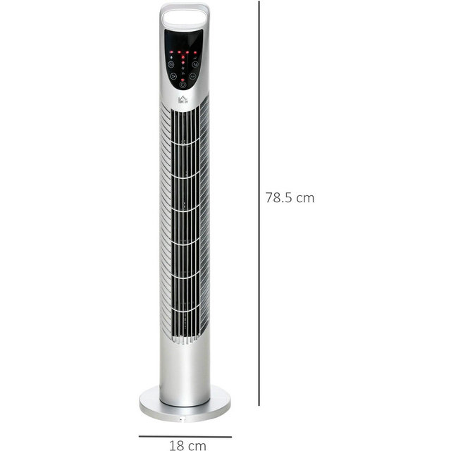 HOMCOM 78.5cm Oscillation Tower Fan With Remote Control 40W 3-speed Wind Black