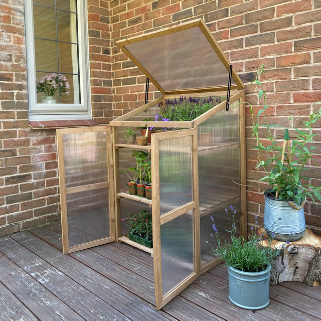 Wooden Polycarbonate Growhouse Cold Frame Mini Greenhouse