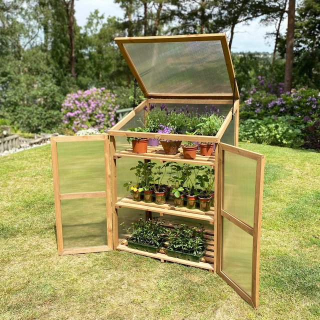 Wooden Polycarbonate Growhouse Cold Frame Mini Greenhouse