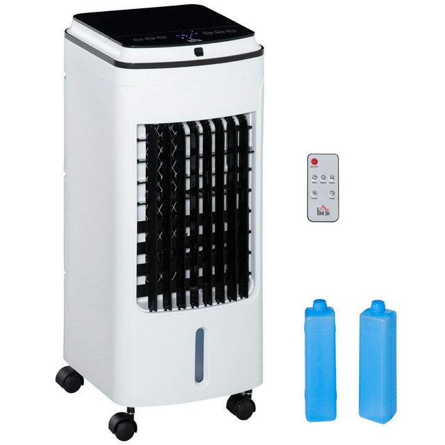 HOMCOM 3-in-1 Portable Air Cooler With 4L Water Tank 7.5h Timer, Remote White