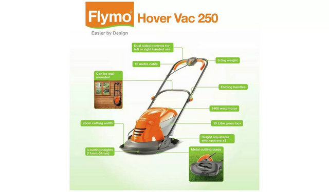 Flymo Hover Vac 250 Electric Lawnmower