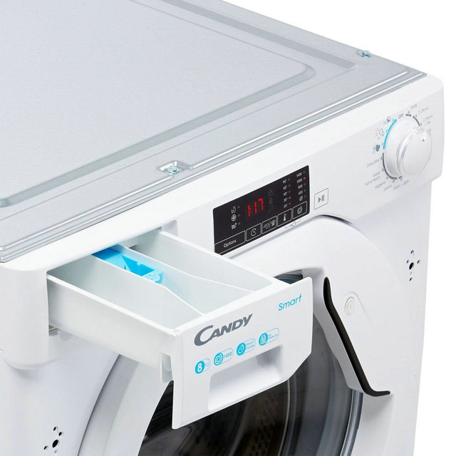 Candy CBW48D1E Integrated Washing Machine, 8kg, 1400 Rpm, White