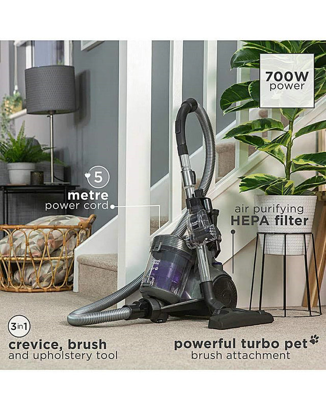 Russell Hobbs ATLAS2 Pet Cylinder Vacuum - Grey & Purple RHCV3601