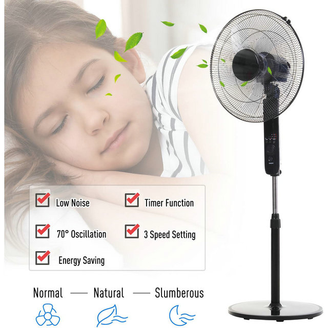 HOMCOM Oscillating Floor Fan w/ Remote Control-Standing Cooling Machine Indoor