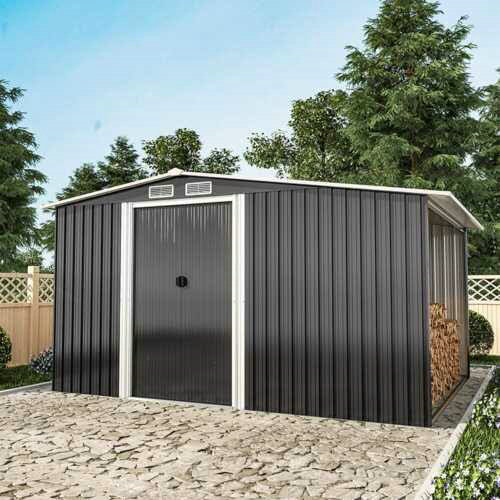 10.8 ft H Steel Garden Storage Bike Shed with Gable Roof Top Air Circulation Design