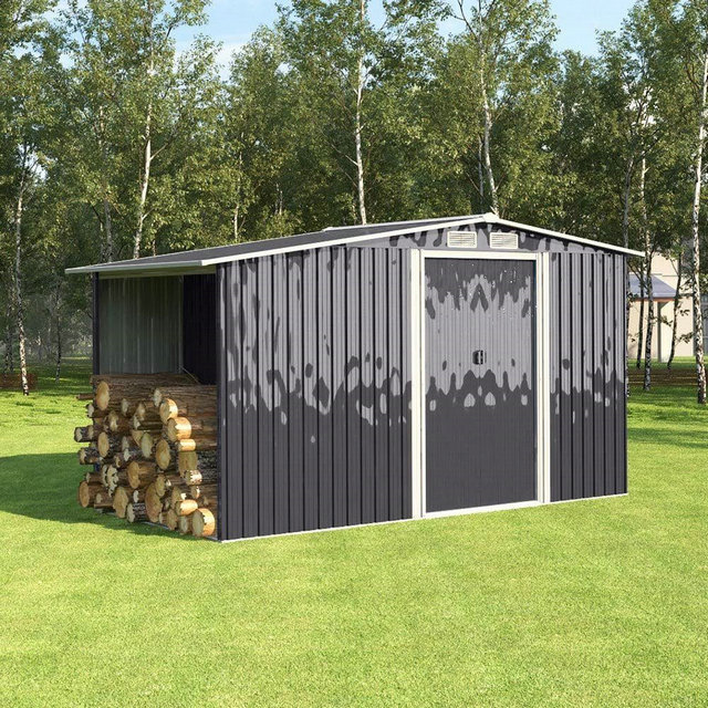 10.8 ft H Steel Garden Storage Bike Shed with Gable Roof Top Air Circulation Design