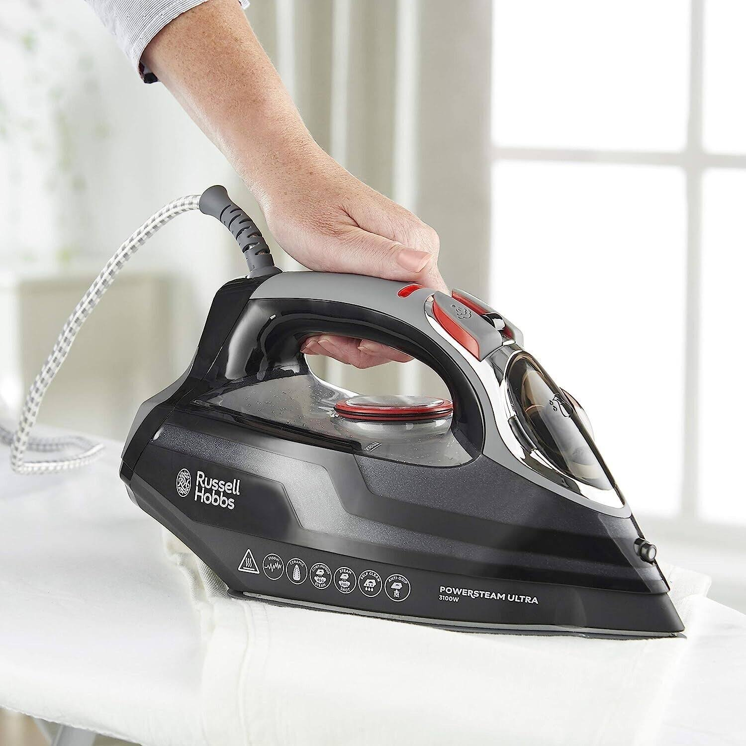 Russell Hobbs Powersteam Ultra 3100 W Vertical Steam Iron 20630 - Black And Grey