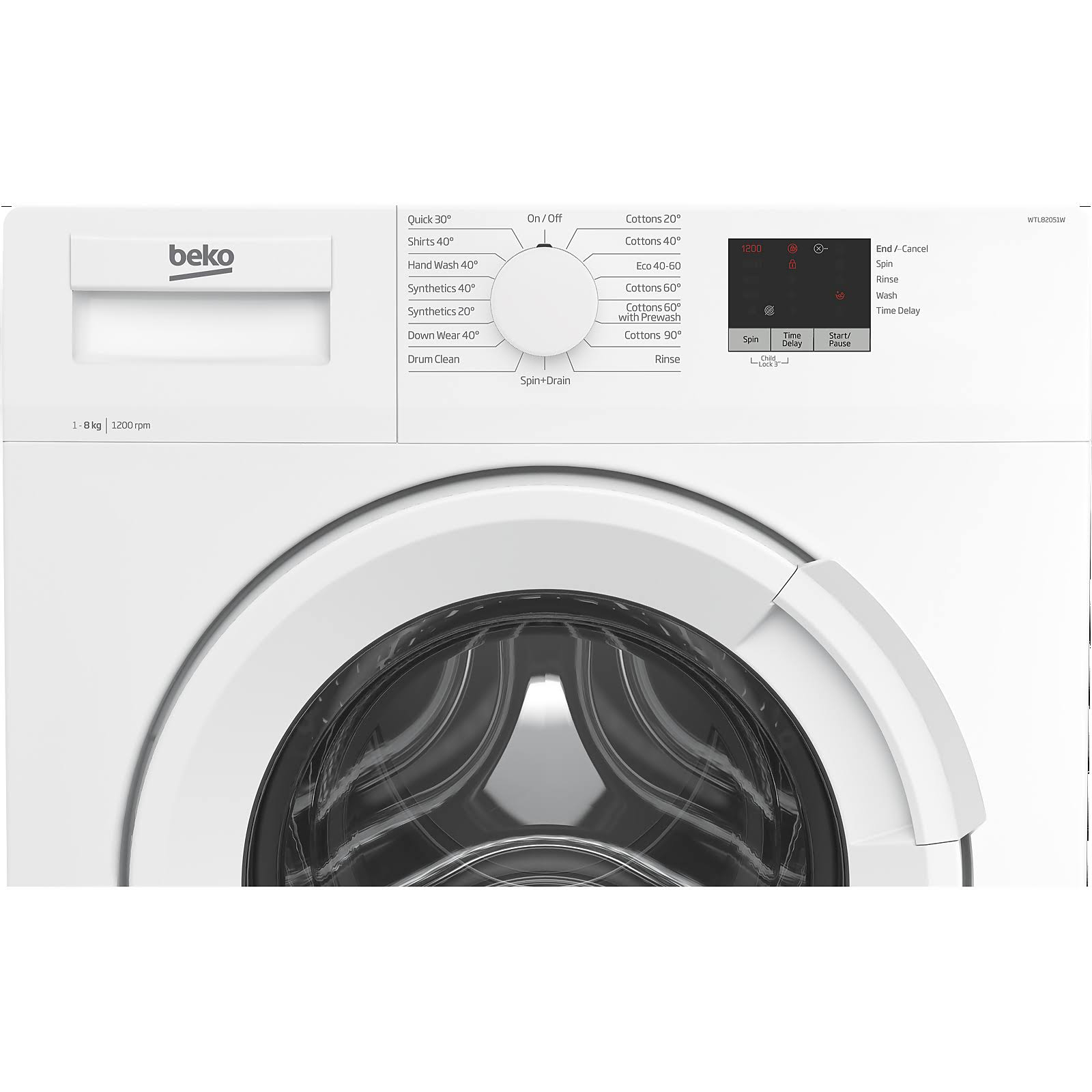 Beko WTL82051B 8kg 1200 Spin Washing Machine