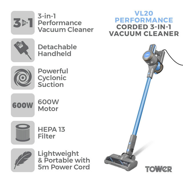 Tower T513006 VL20 3-in-1 Performance Corded Vacuum Cleaner