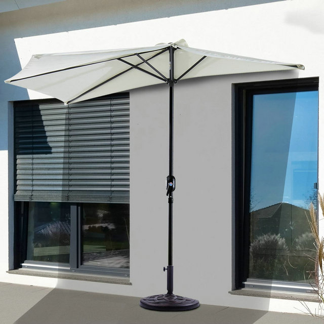 Outsunny Half Round Parasol Garden Umbrella Metal