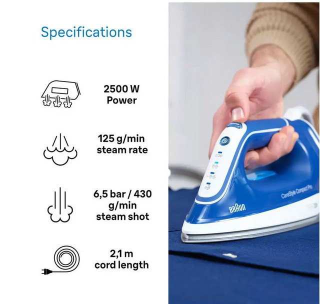 Braun IS2565BL Steam Generator Station Iron CareStyle Compact Pro 2400W Blue