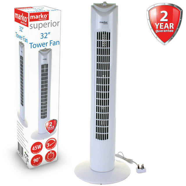 White 3-speed Tower Fan